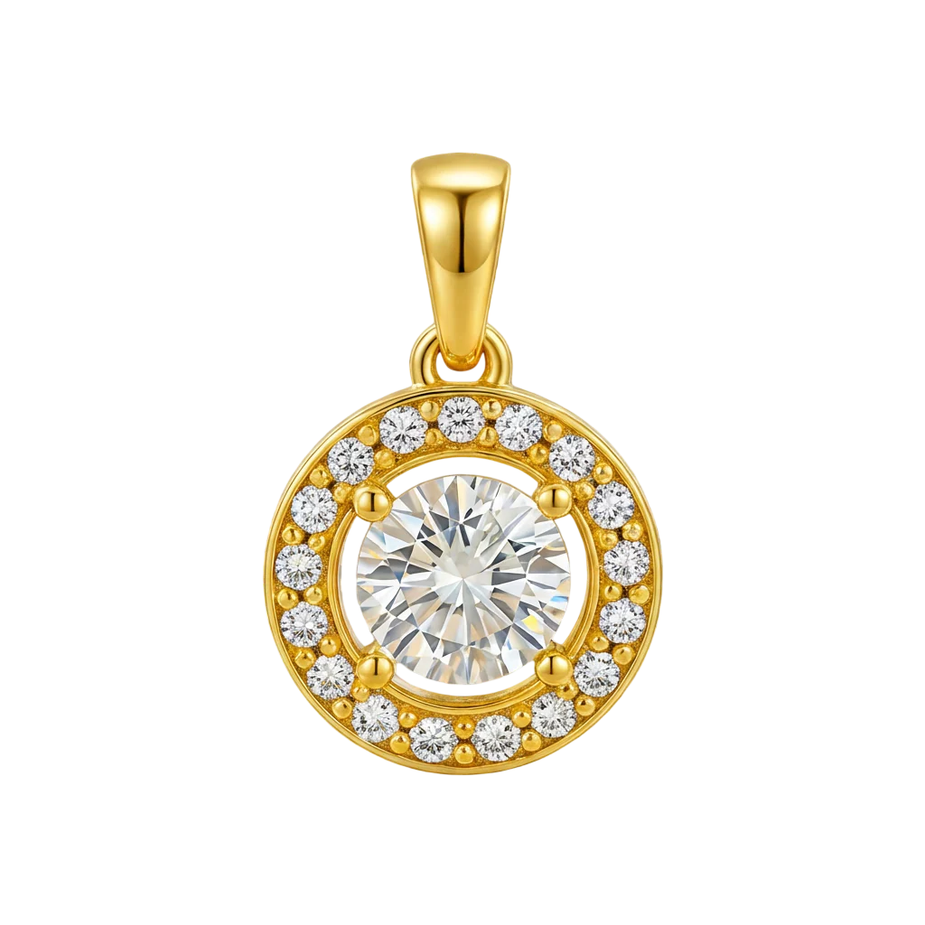 Classic Solitaire Gold Plated 925 Sterling Silver Pendant with Link Chain - Image 5