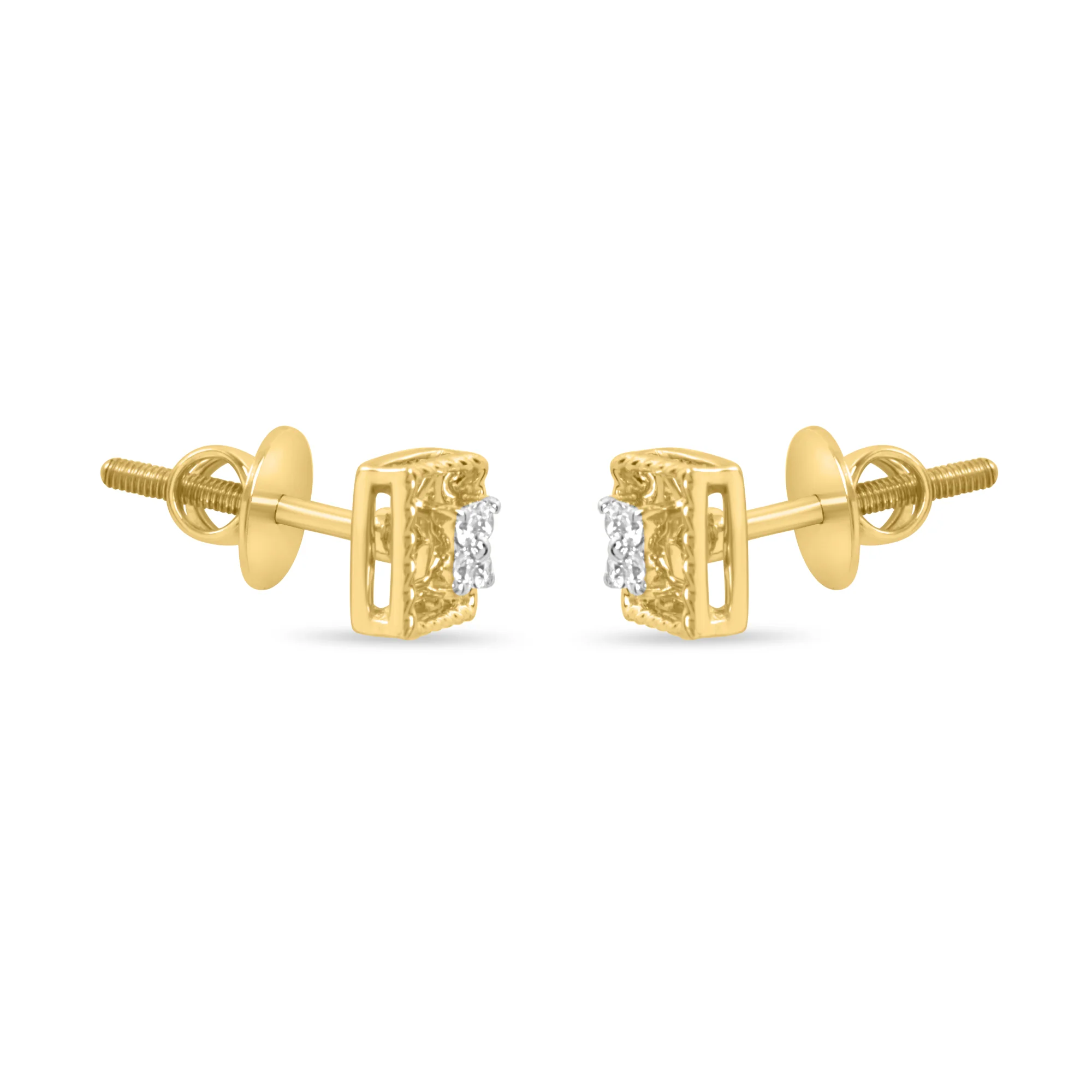 Classic Square Gold Earrings with Lab-Grown Diamonds - Image 4