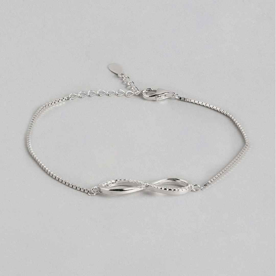 Classic Zircon Infinity 925 Silver Bracelet - Image 5
