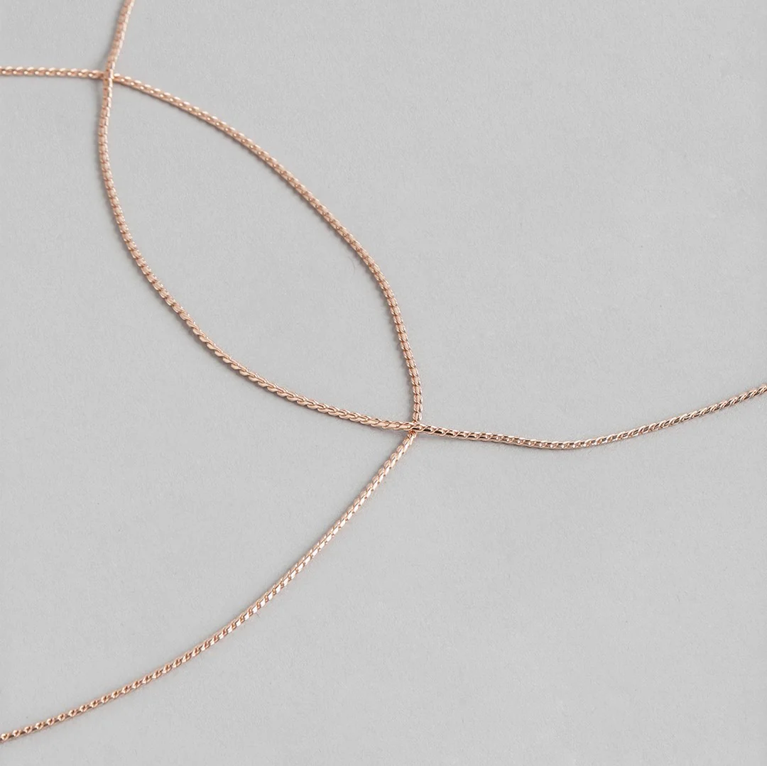 Classical Rope Chain 925 Sterling Silver Anklet In Rose Gold Plating - Image 5