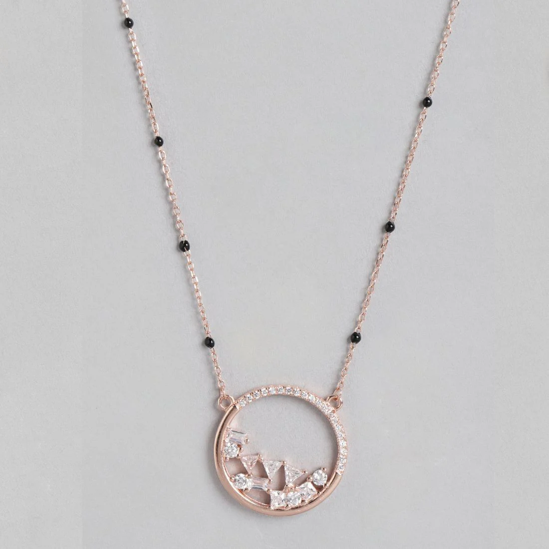 Classy Beaded Rose Gold Plated 925 Sterling Silver Mangalsutra - Image 4