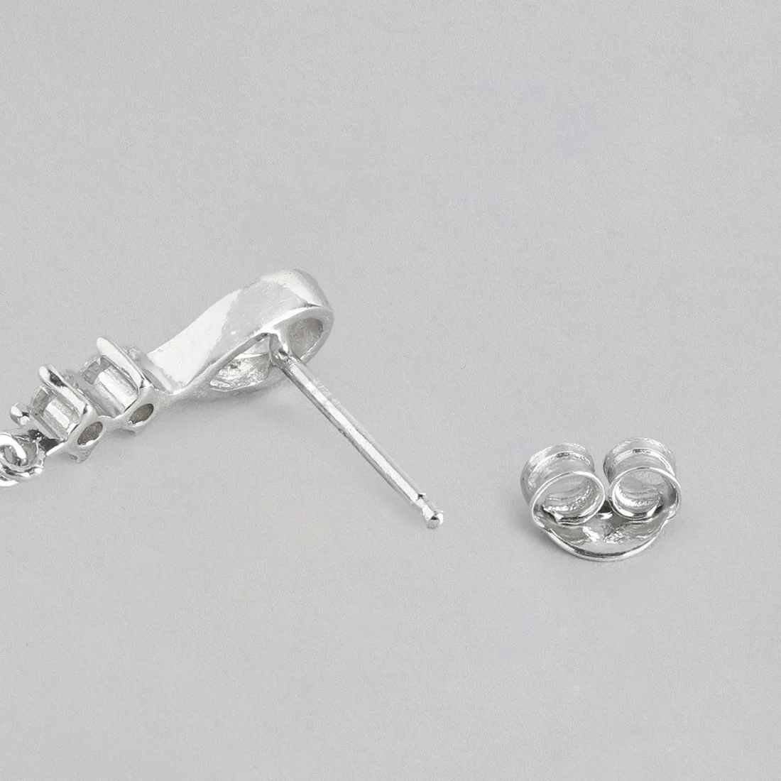 Classy Drop CZ Studded Rhodium Plated 925 Sterling Silver Studs - Image 5