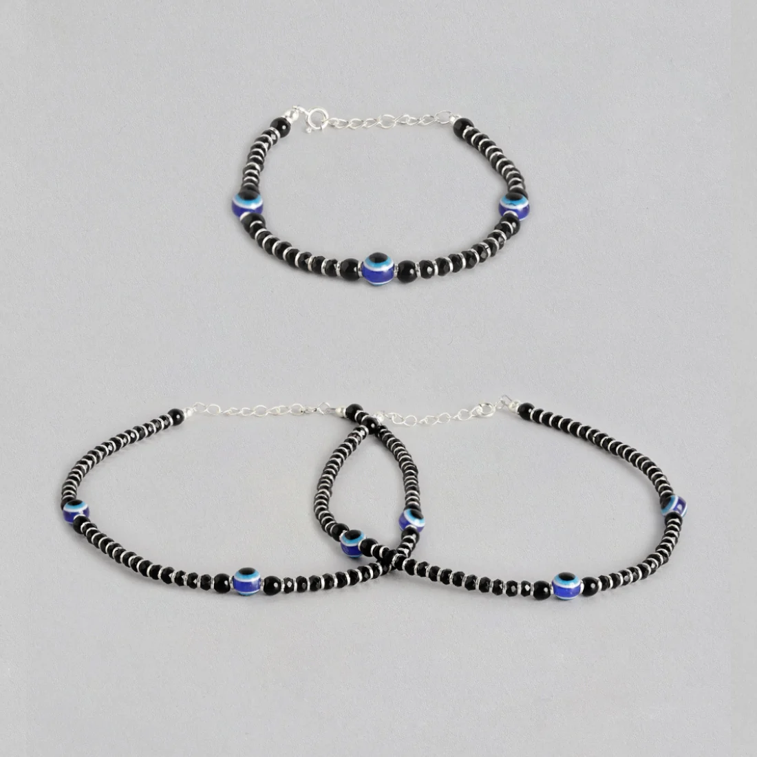 Classy Evil Eye Beaded 925 Silver Jewellery Set - Image 2