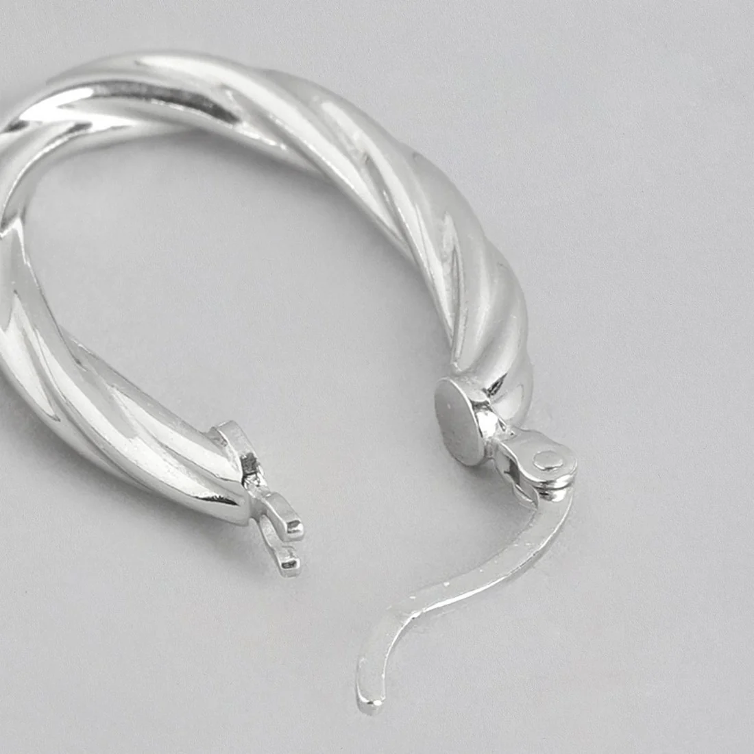 Classy Rhodium Plated 925 Sterling Silver Hoops - Image 5