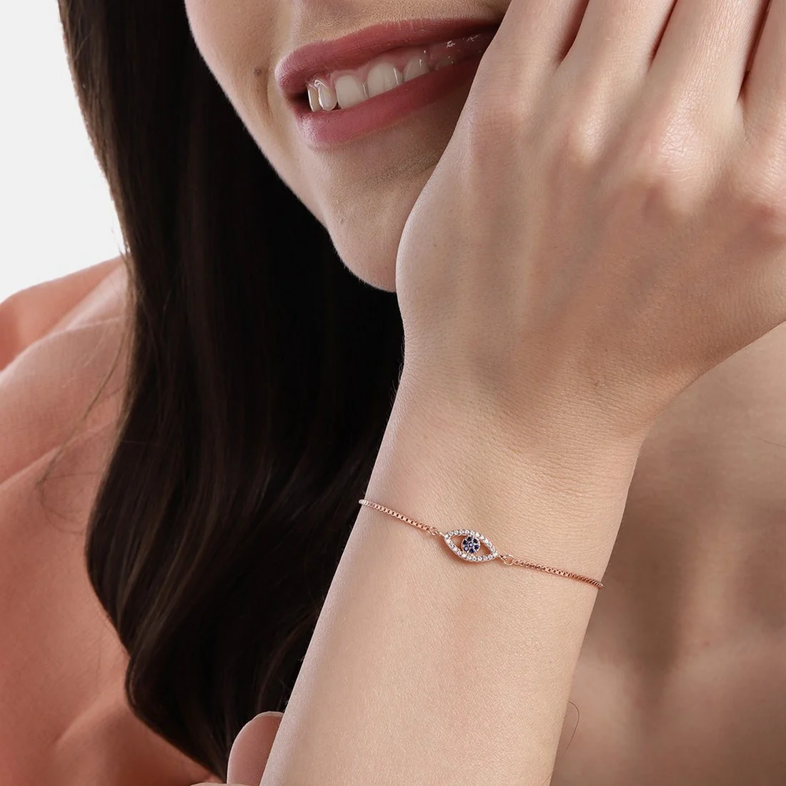 Rose Gold Plated Evil Eye 925 Silver Bracelets - Image 3
