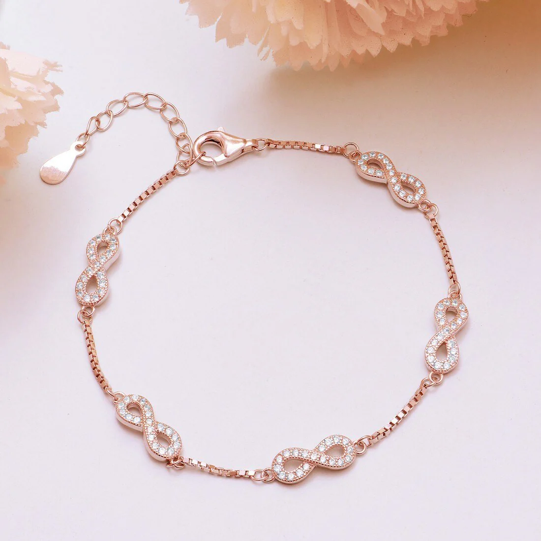 Classy Rose Gold Infinity 925 Silver Bracelet - Image 5