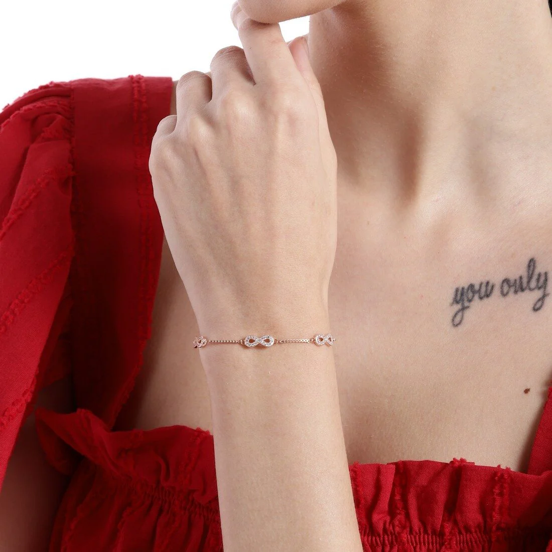 Classy Rose Gold Infinity 925 Silver Bracelet - Image 6