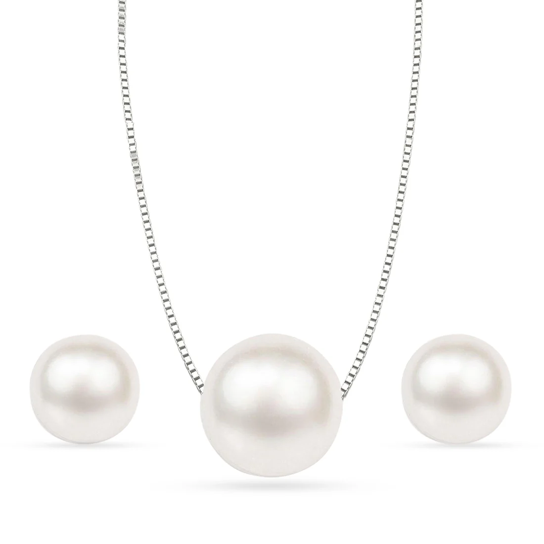 Freshwater Pearl Rhodium Plated 925 Silver Jewellery Set - Image 5