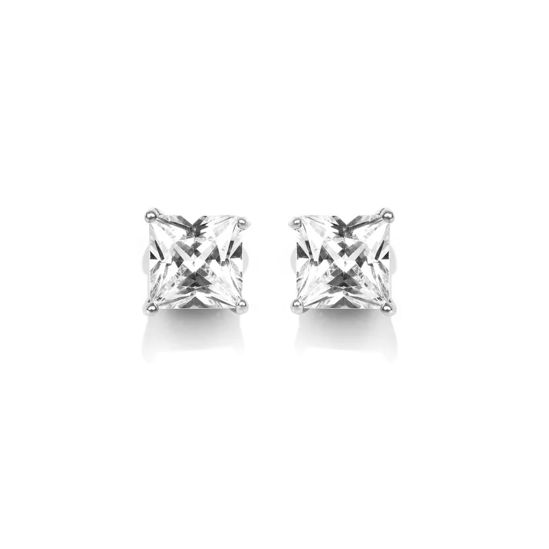 Classic CZ Studded Solitaire 925 Silver Earrings Set - Image 6