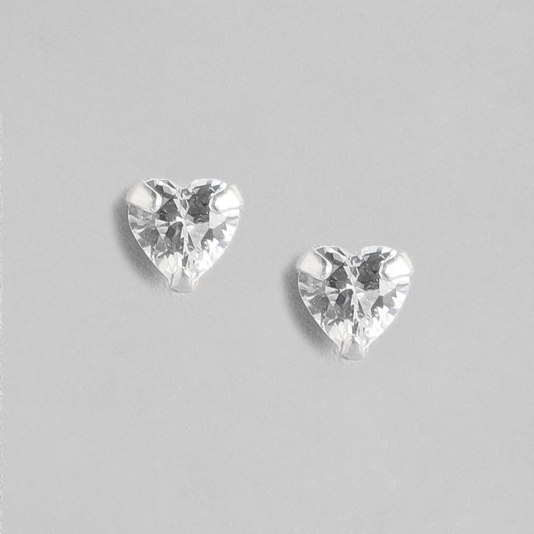 Tiny Heart Solitaire 925 Silver Earrings - Image 5