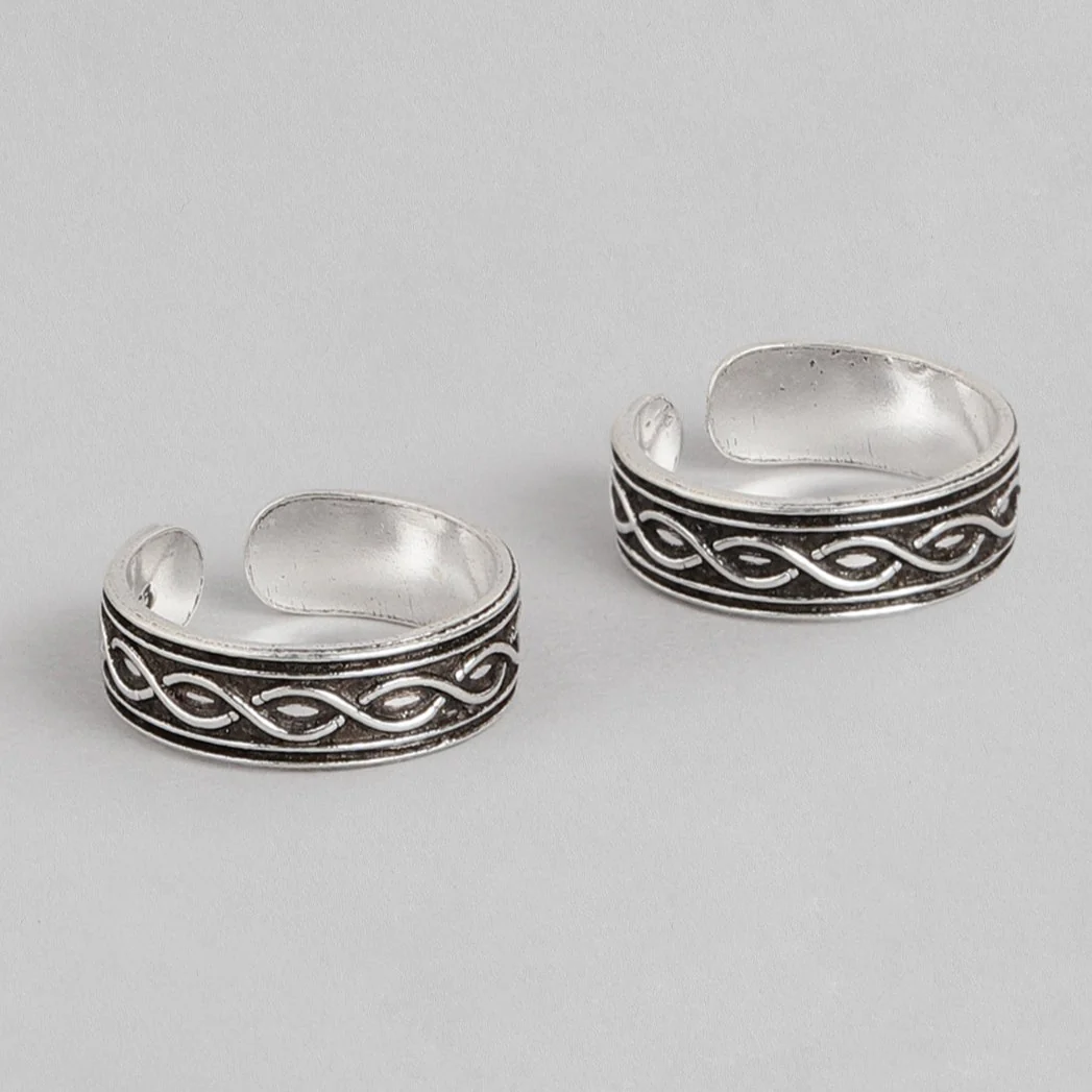 Criss Crossed 925 Sterling Silver Toe Ring - Image 3