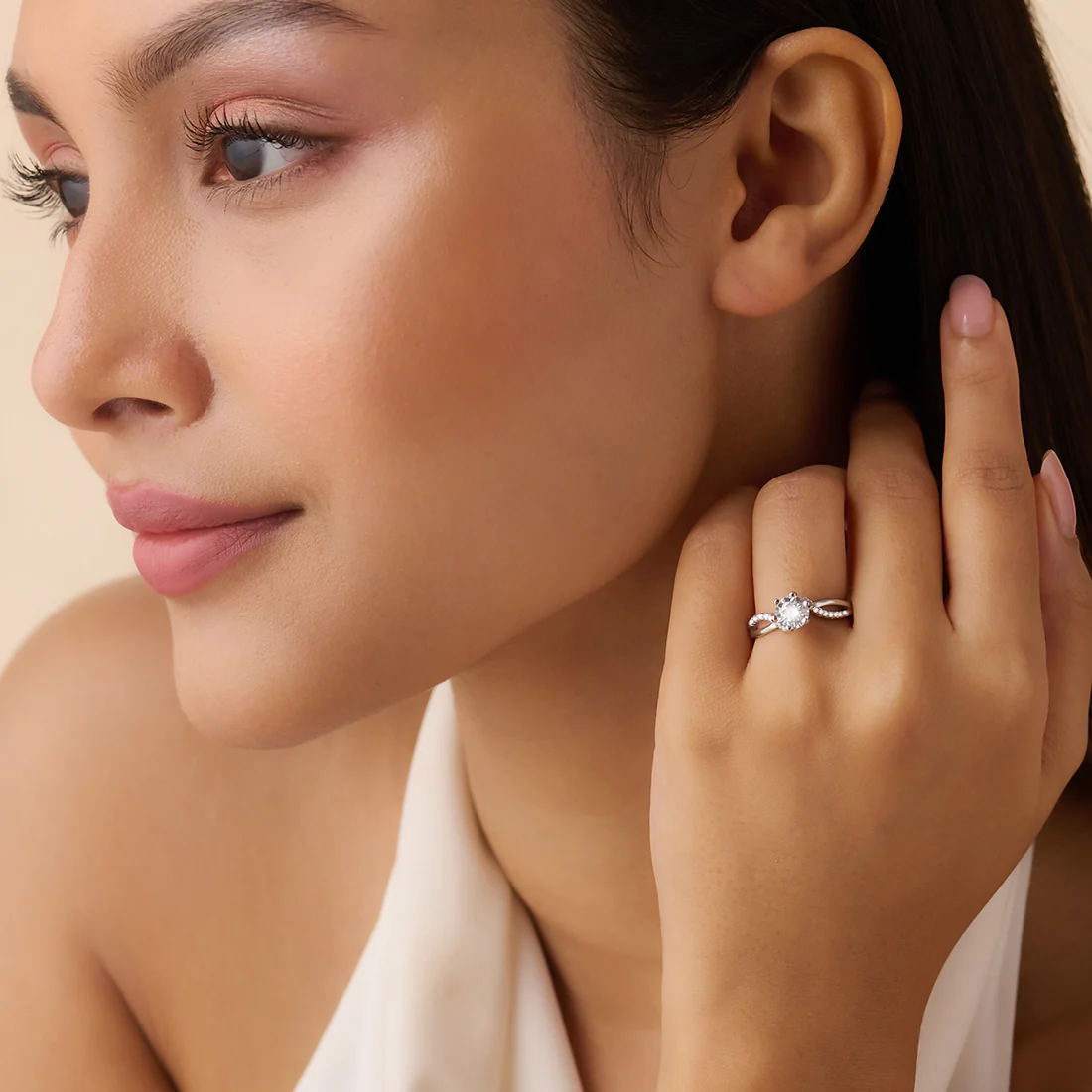 Crowned in Love Solitaire Rhodium Plated Ring (Adjustable) - Image 4