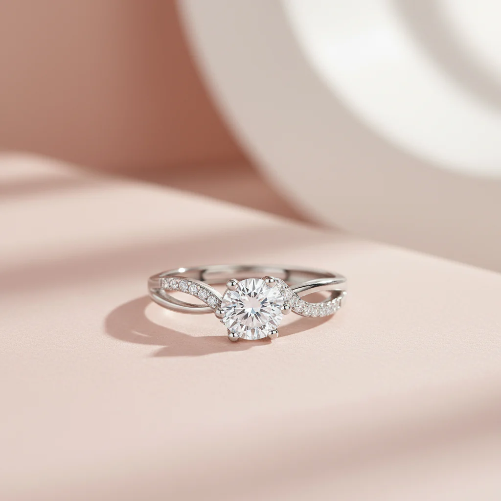 Crowned in Love Solitaire Rhodium Plated Ring (Adjustable) - Image 5