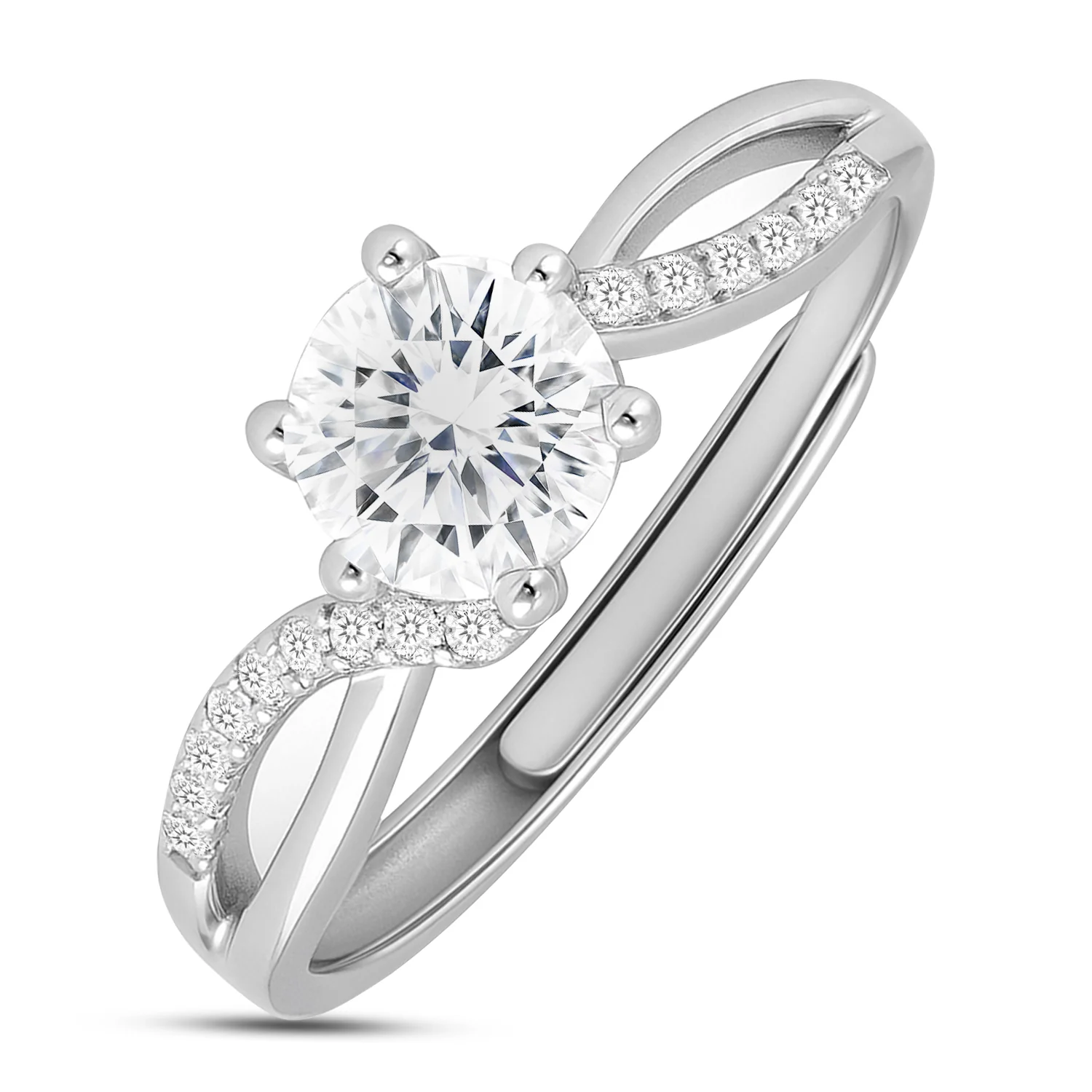 Crowned in Love Solitaire Rhodium Plated Ring (Adjustable) - Image 6