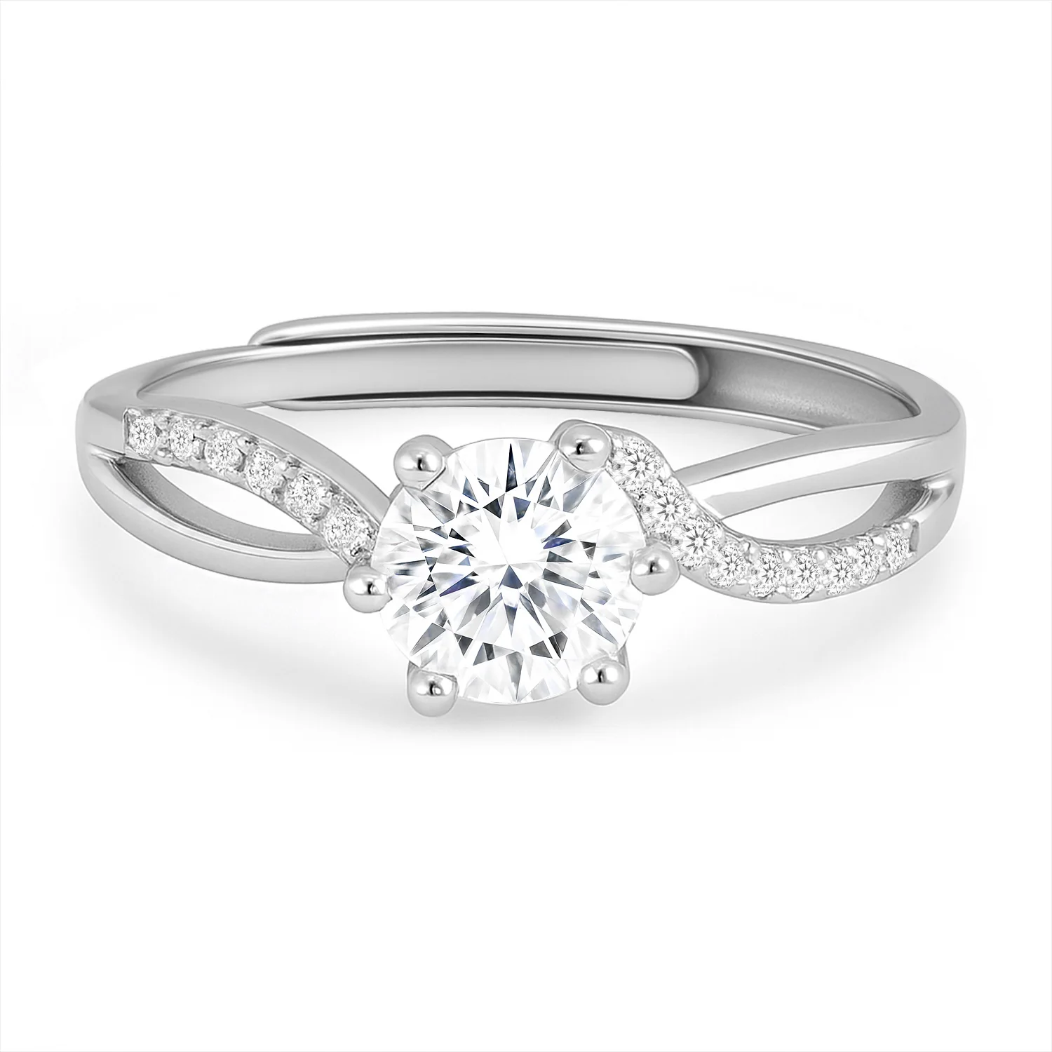 Crowned in Love Solitaire Rhodium Plated Ring (Adjustable) - Image 7