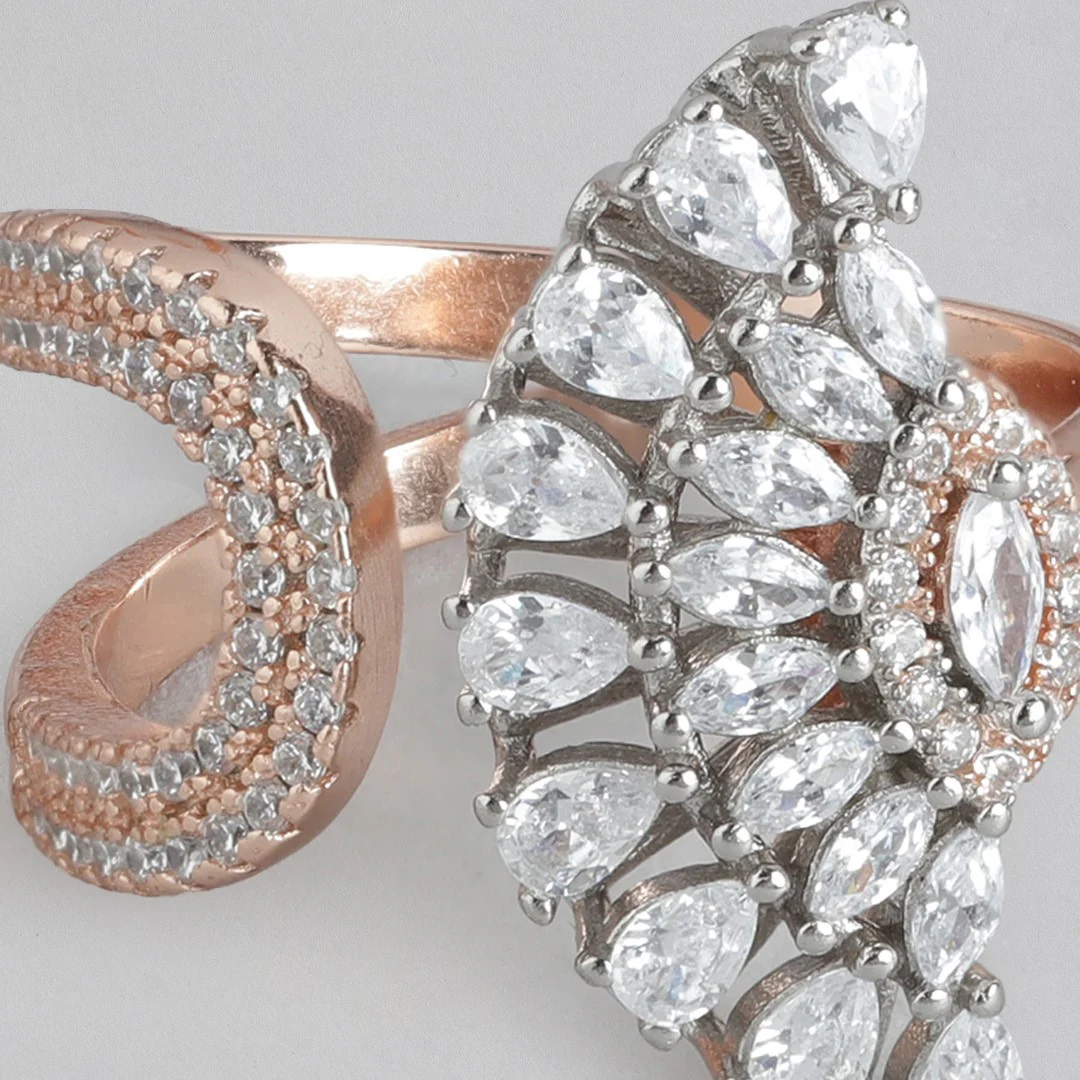 Cubic Zirconia Contemporary Rose Gold Plated 925 Sterling Silver Ring (Onesize) - Image 8