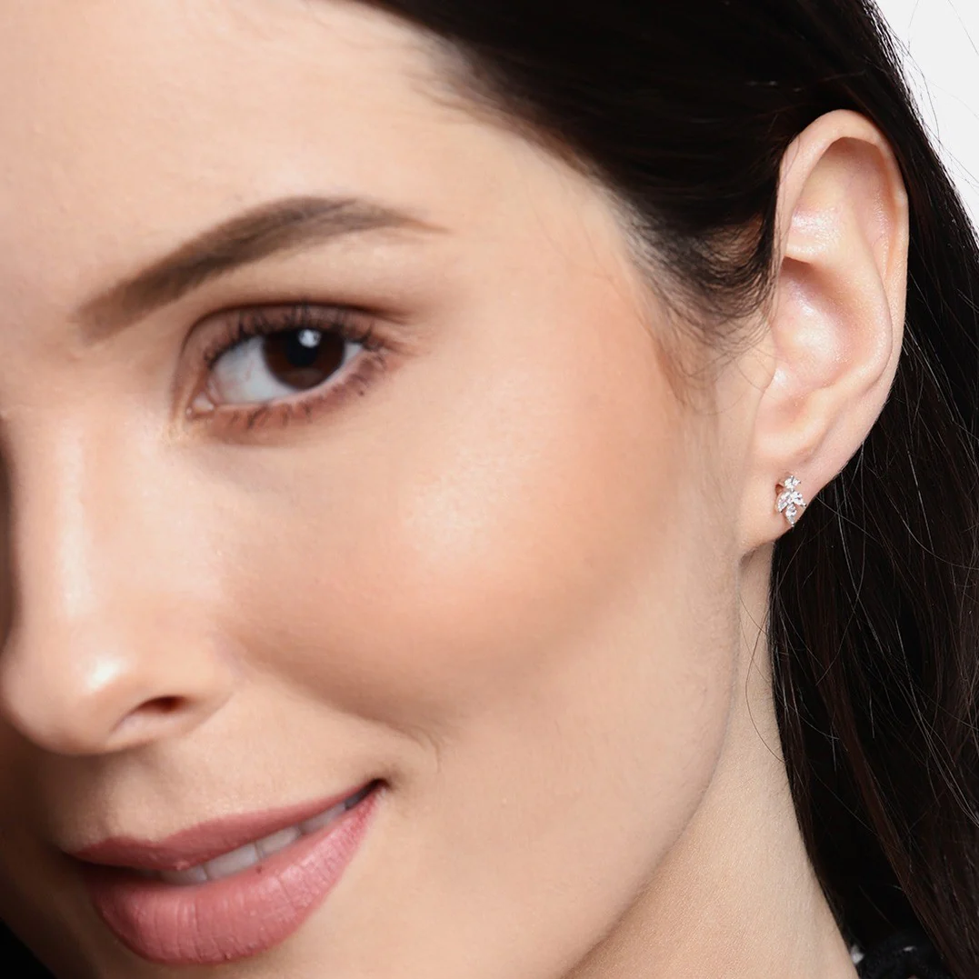 Embellished Leaf 925 Sterling Silver Earrings - Image 4
