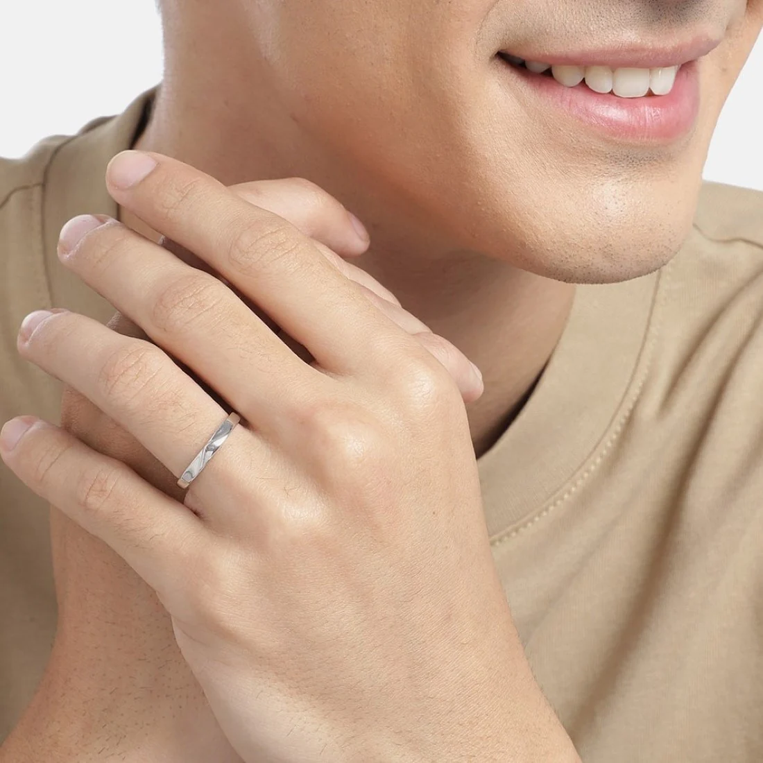 Cubic Zirconia Studded 925 Sterling Silver Lover's Couple Rings (Adjustable) - Image 2