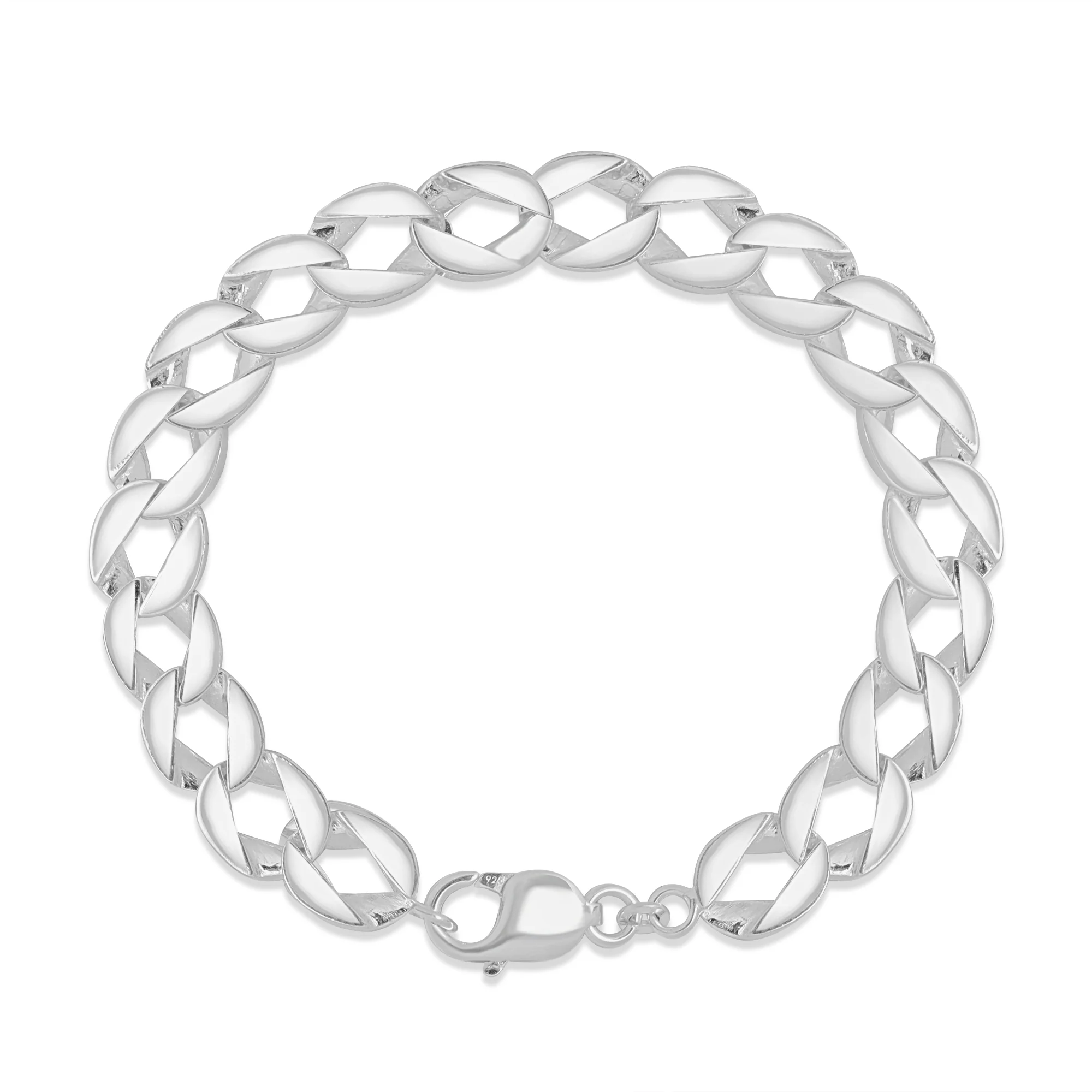 Curb Edge Silver Plated 925 Sterling Silver Men's Bracelet - Image 3