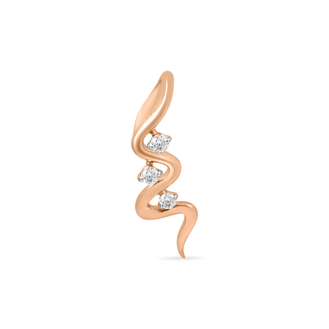 Curved Charm Gold Pendant with Lab-Grown Diamonds without Chain - Image 3