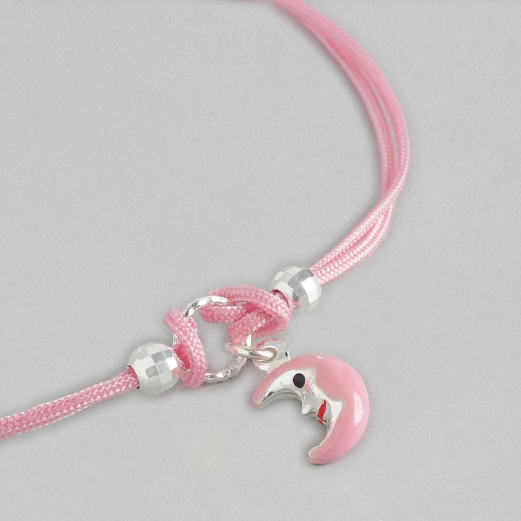Cute Pink Crescent Moon Totem 925 Sterling Silver Bracelet - Image 3