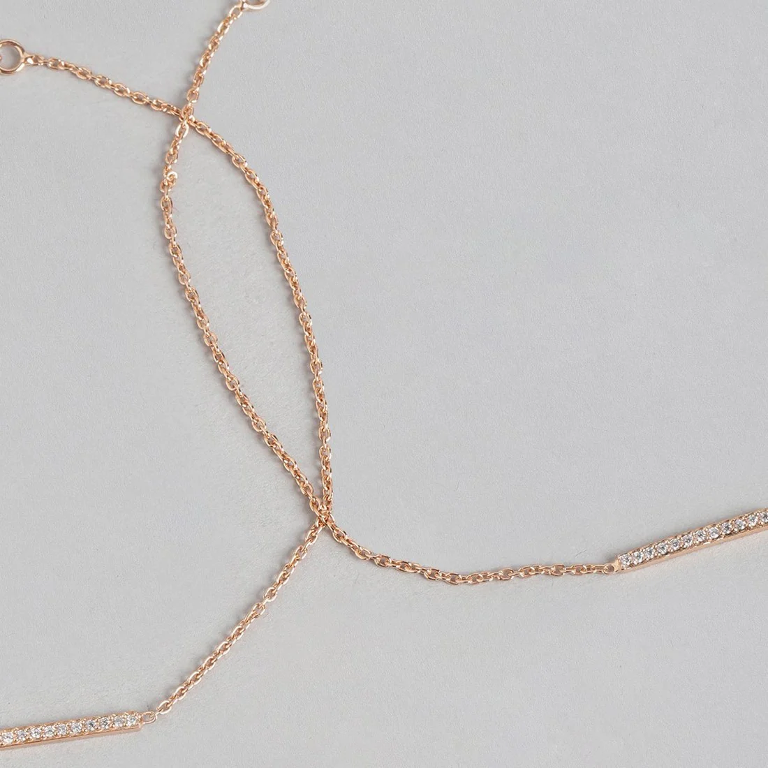 CZ Band Rose Gold Plated 925 Sterling Silver Chained Anklet - Image 8