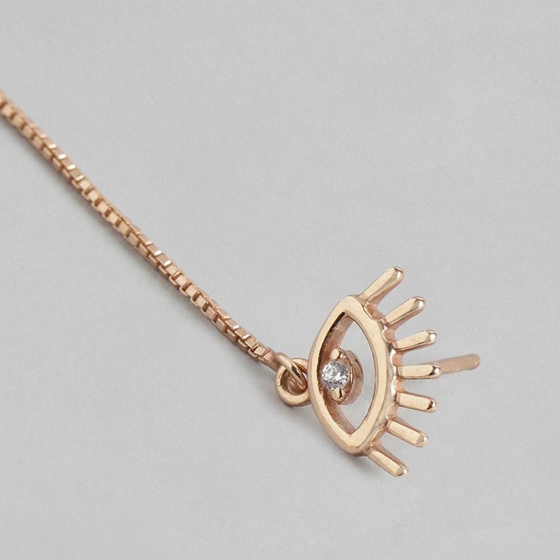 CZ Dangling Eye Rose Gold Plated 925 Sterling Silver Earring - Image 4