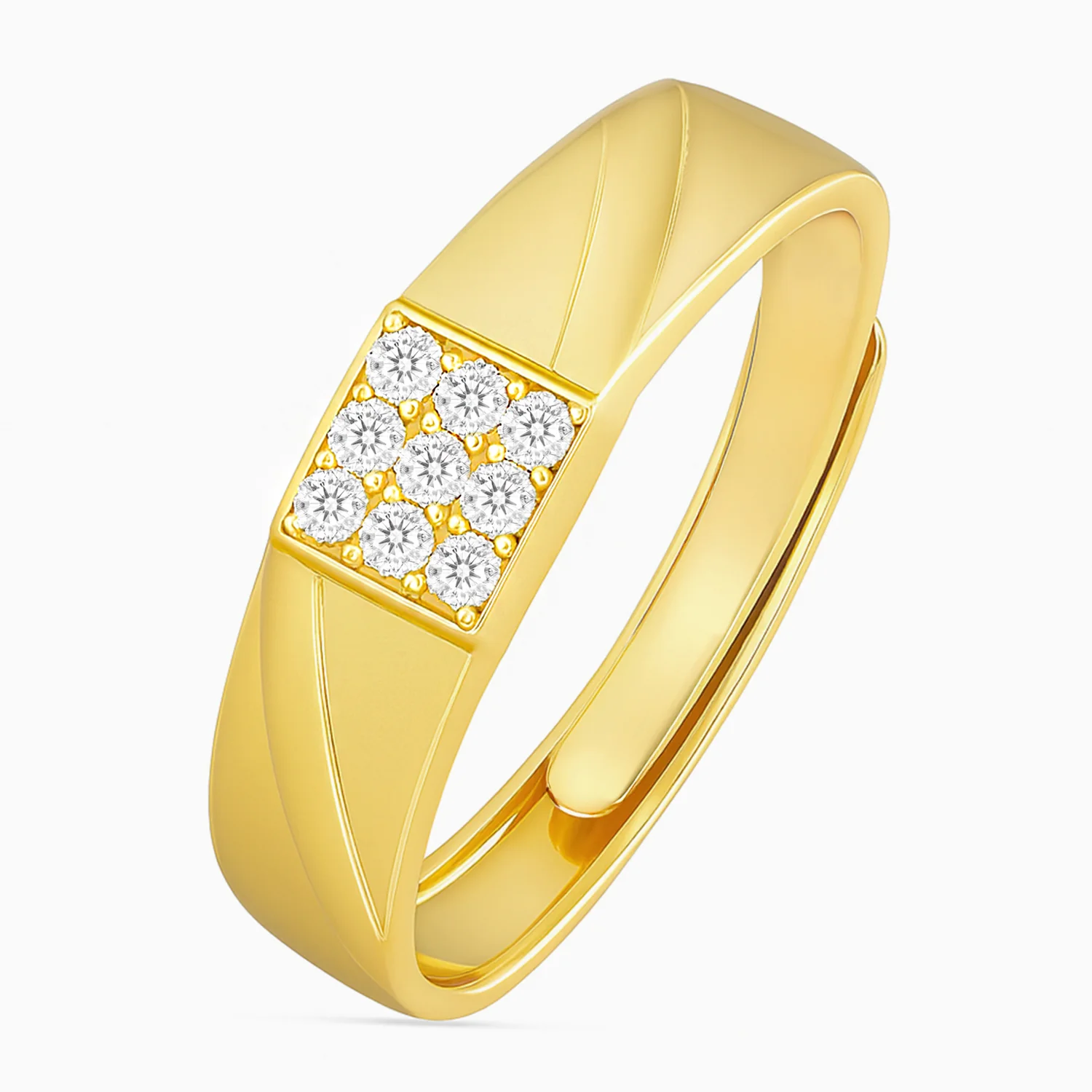 CZ Gold-Plated Silver Band Mens Ring (Adjustable) - Image 3