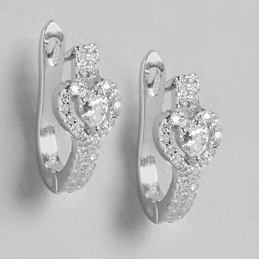 CZ Heart-Infinity Rhodium Plated Earring Combo - Image 5
