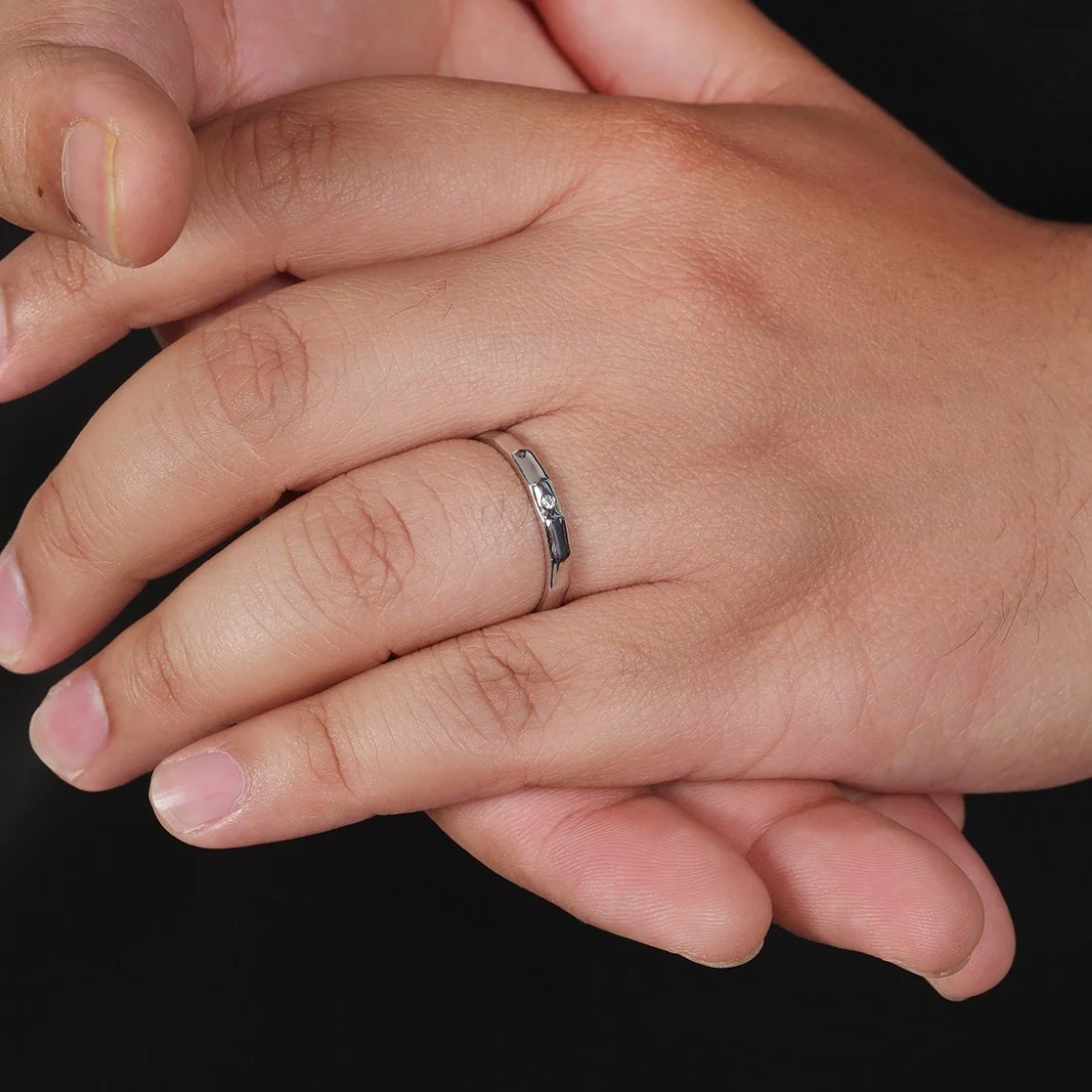 Masculine Brilliance Rhodium Plated 925 Sterling Silver Men's Ring - Image 5