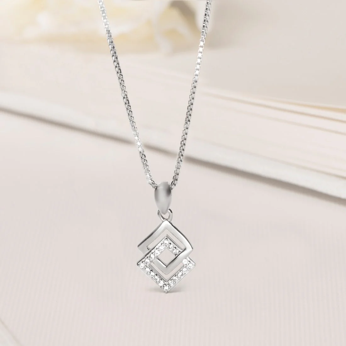 CZ Rhodium Plated Eternal Sparkle 925 Sterling Silver Pendant with Chain - Image 2