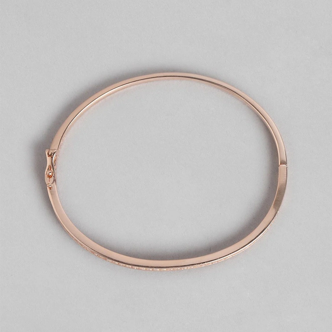 One Line CZ Rose Gold Plated 925 Sterling Silver Kada Bracelet - Image 4