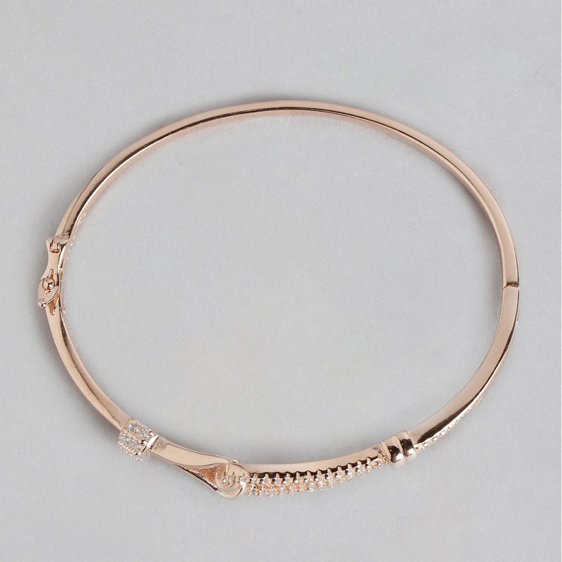 CZ Rose Gold Plated 925 Sterling Silver Kada Bracelet - Image 5