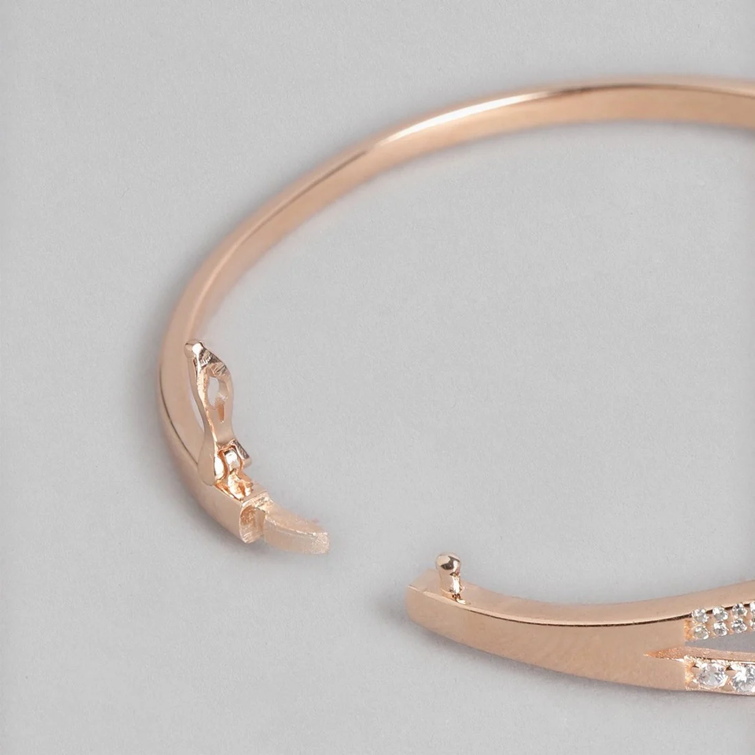 Infinity CZ Rose Gold Plated 925 Sterling Silver Kada Bracelet - Image 8
