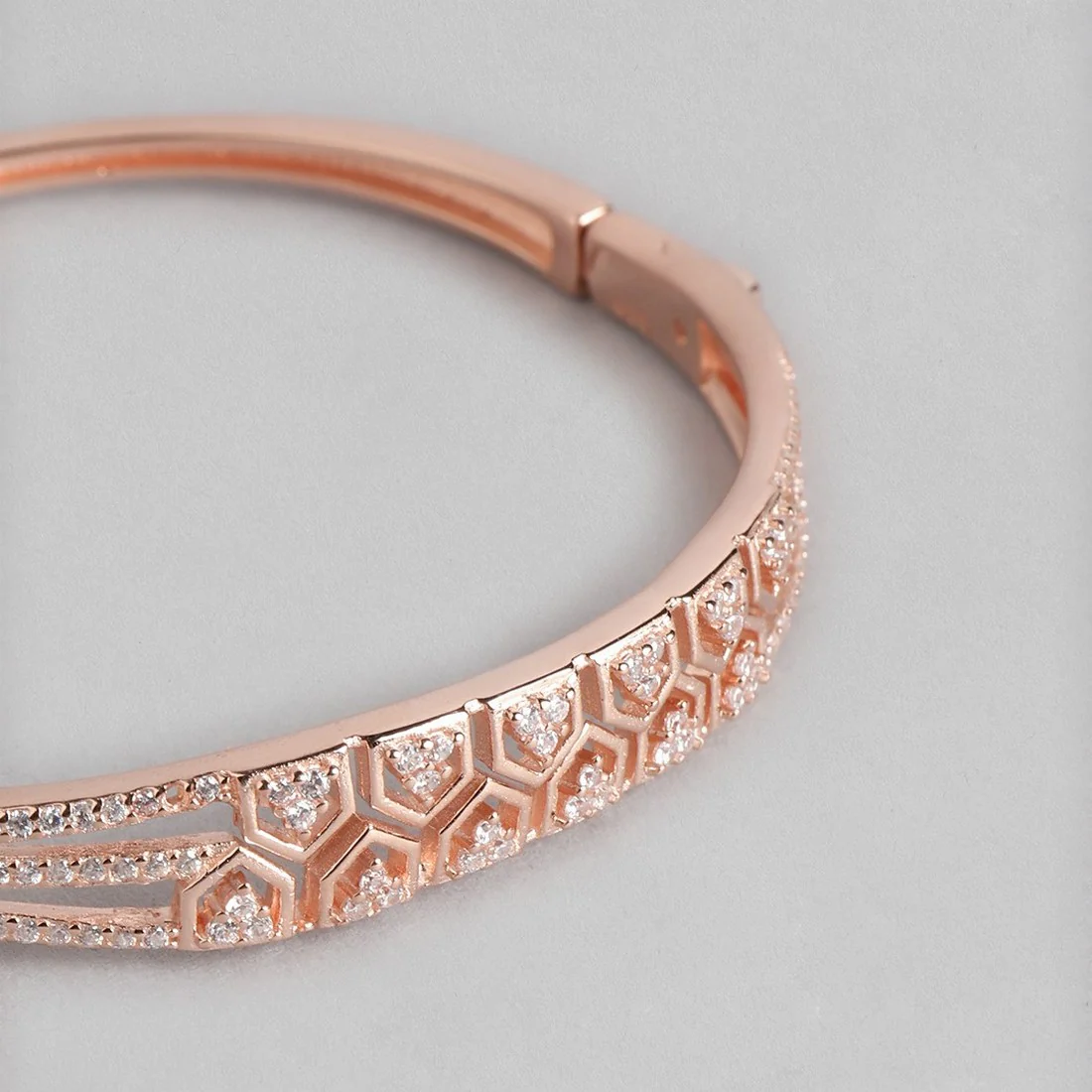 Rose Gold Plated CZ-Studded 925 Sterling Silver Bracelet - Image 5