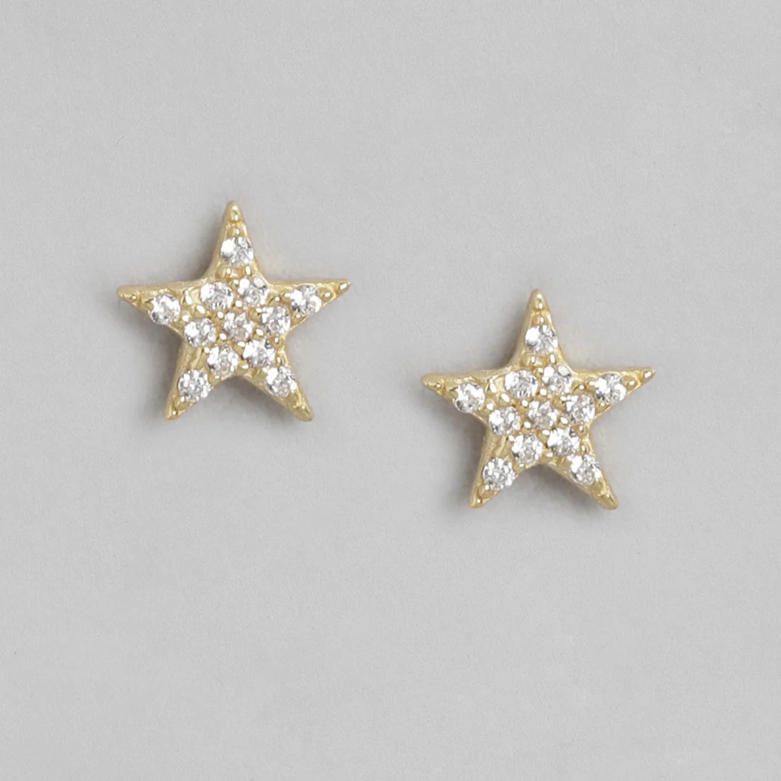 CZ Star Golden Plated 925 Silver Earring - Image 3