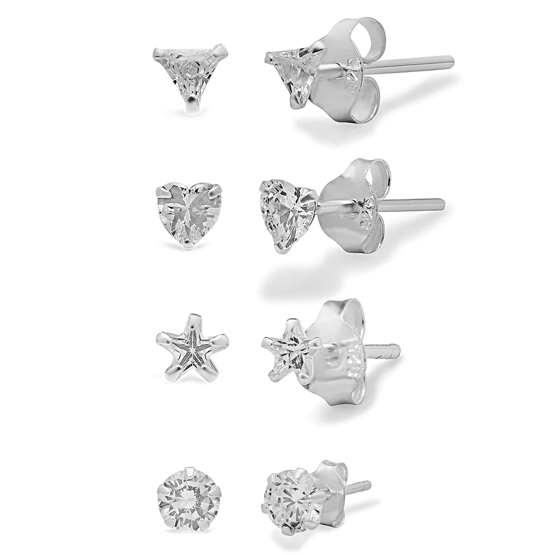 Minimal 925 Silver Earrings, Set of 4 - Image 7