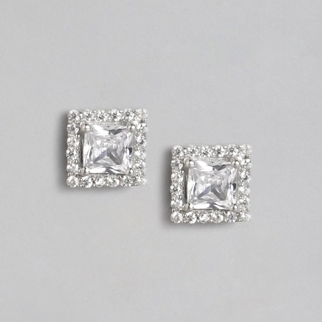 Solitaire Halo Rhodium Plated 925 Sterling Silver Jewelery Set - Image 4