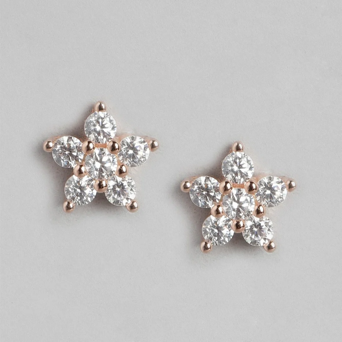 Star CZ Studded Rose Gold Plated 925 Sterling Silver Studs - Image 3