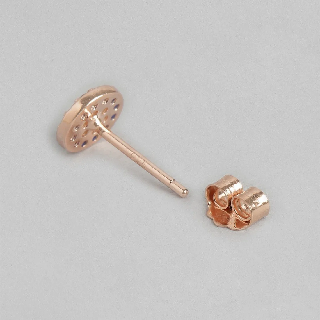 Circular CZ Studded Rose Gold Plated 925 Sterling Silver Earrings - Image 5