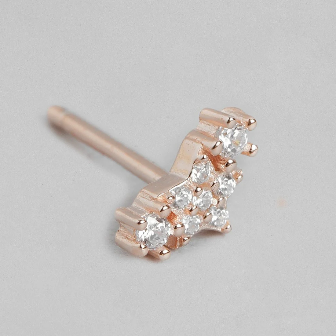 Three Star CZ Rose Gold Plated 925 Sterling Silver Earrings - Image 4