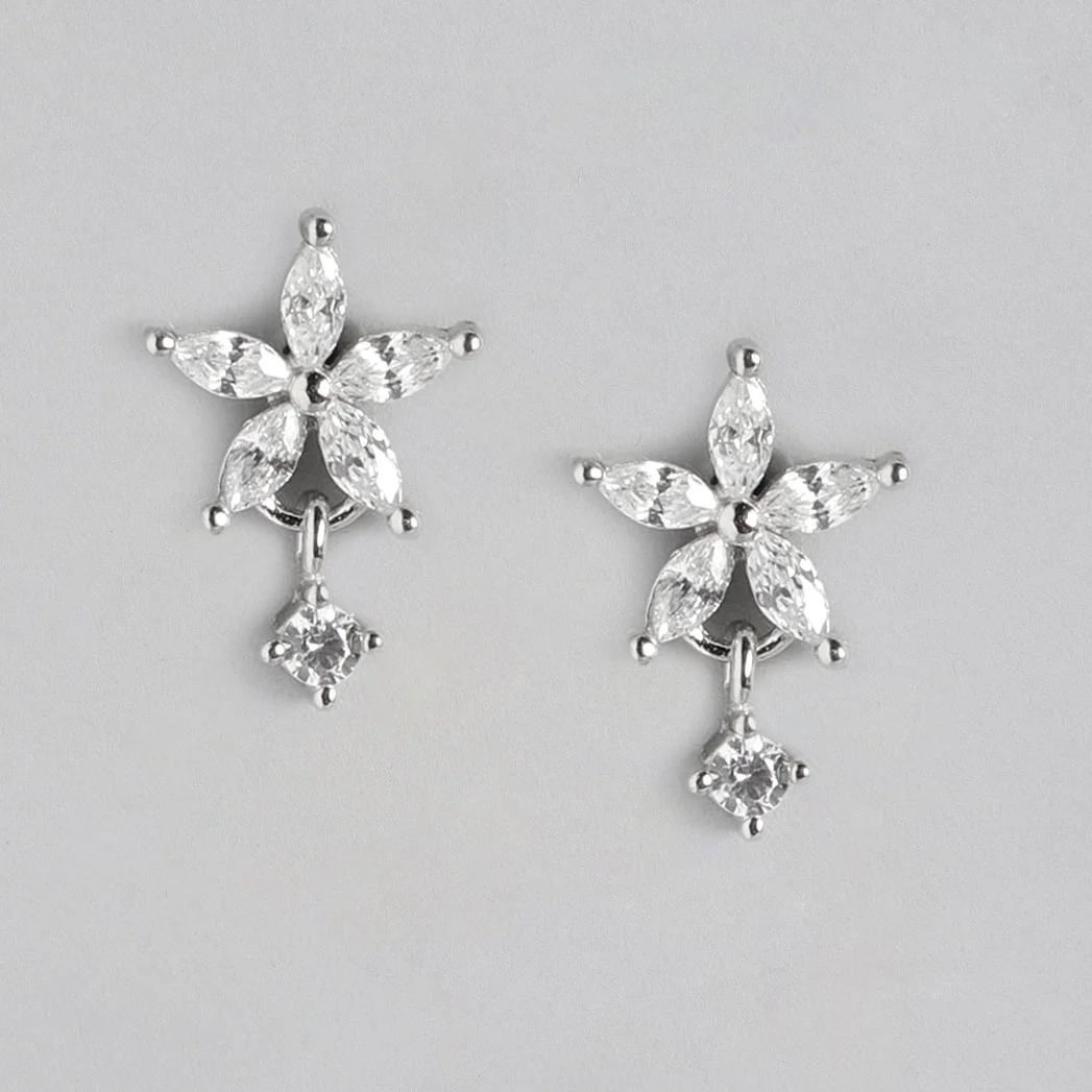 CZ Studded Star 925 Sterling Silver Earrings - Image 5