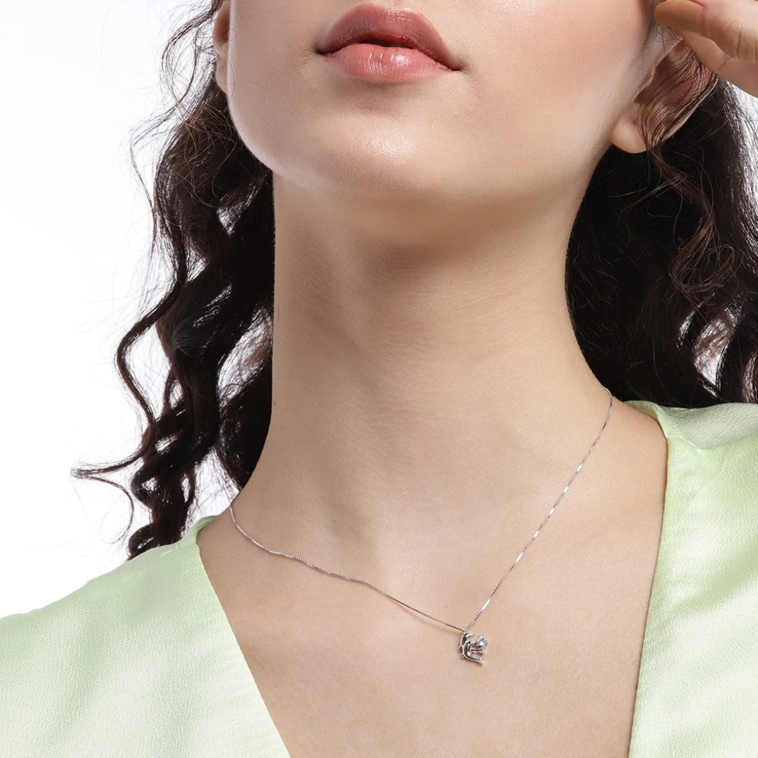 CZ Studded Twin Dolphin 925 Sterling Silver Necklace - Image 3