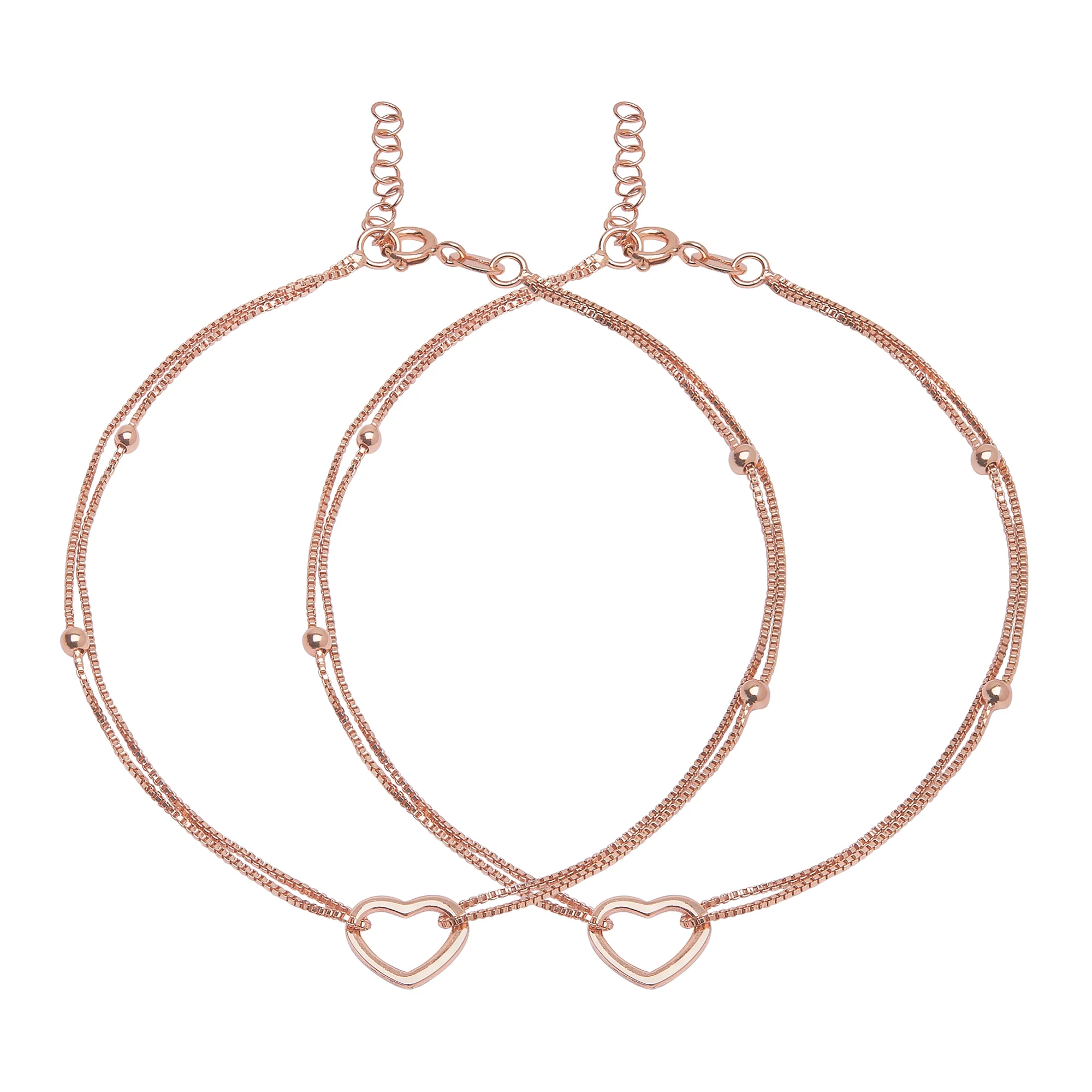Dainty Silver Heart 925 Silver Anklets - Image 13