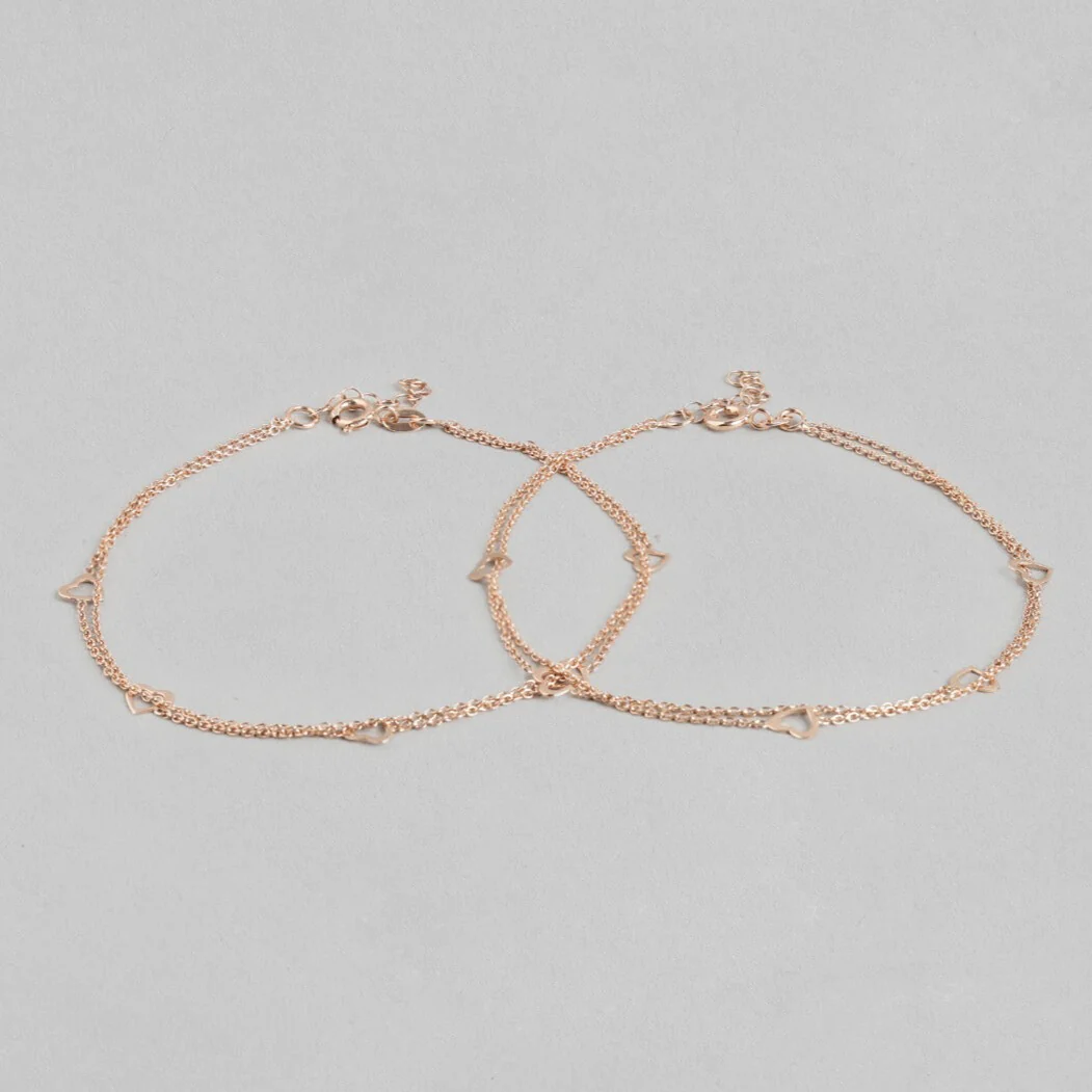 Singing Hearts 925 Sterling Silver Anklets In Rose Gold - Image 12