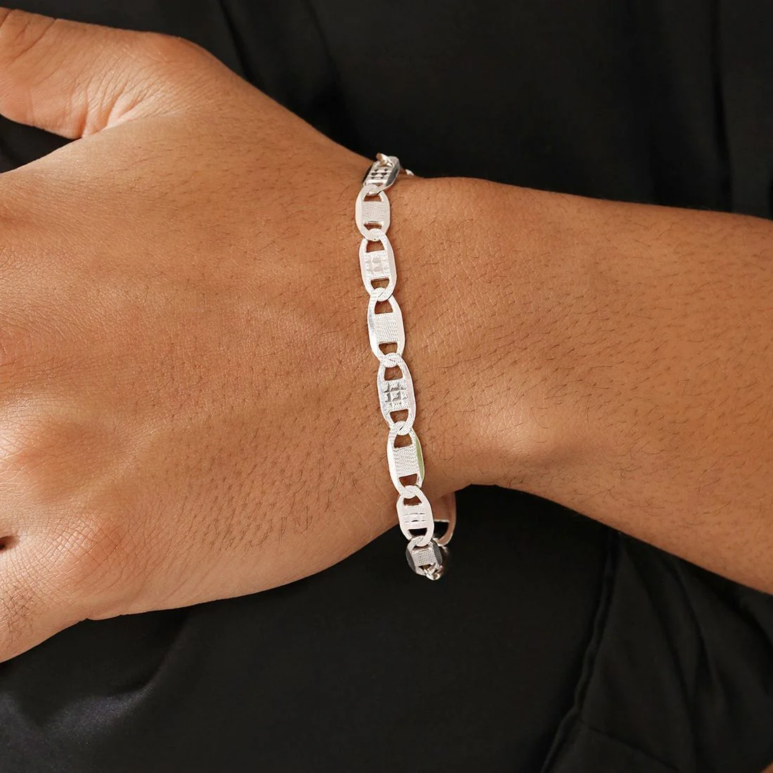 Dapper Rhodium-Plated 925 Sterling Silver Men's Chain Bracelet (One Size) - Image 3