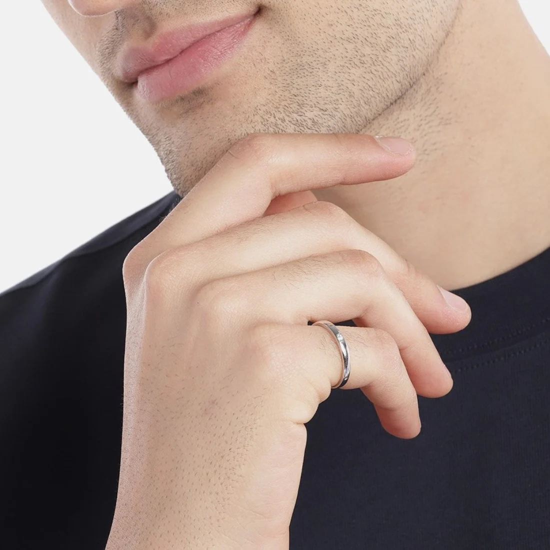 Dazzling Brilliance 925 Sterling Silver Ring with Cubic Zirconia Ring for Him (Adjustable) - Image 4