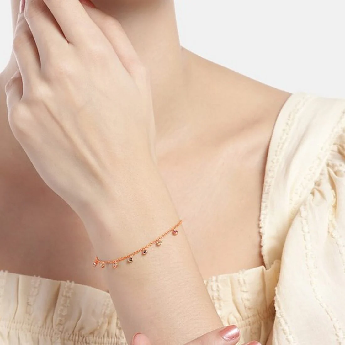 Dazzling Cascade Rose gold-Plated CZ 925 Sterling Silver Drop Bracelet - Image 2