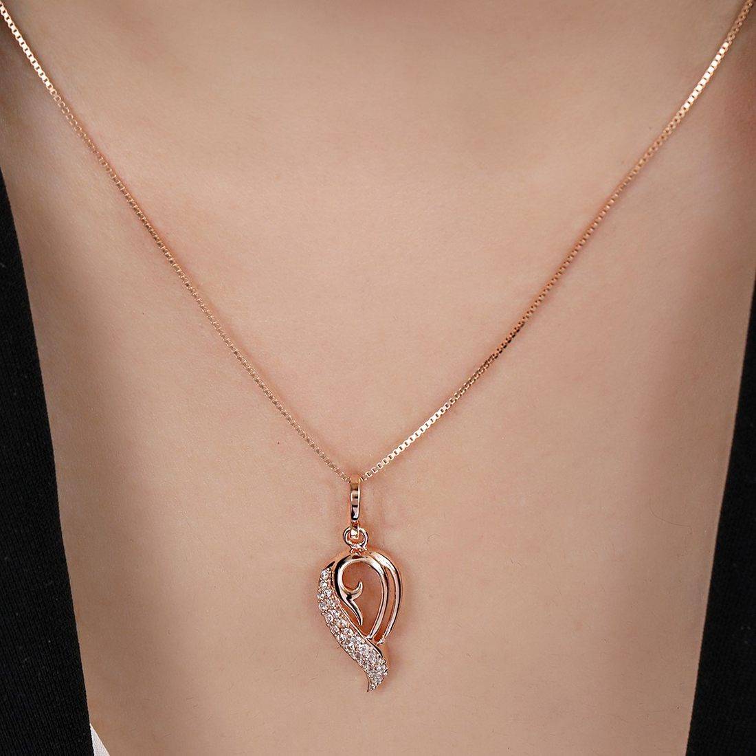 Dazzling Charm 925 Sterling Silver Rose Gold Plated Pendant with Chain - Image 2