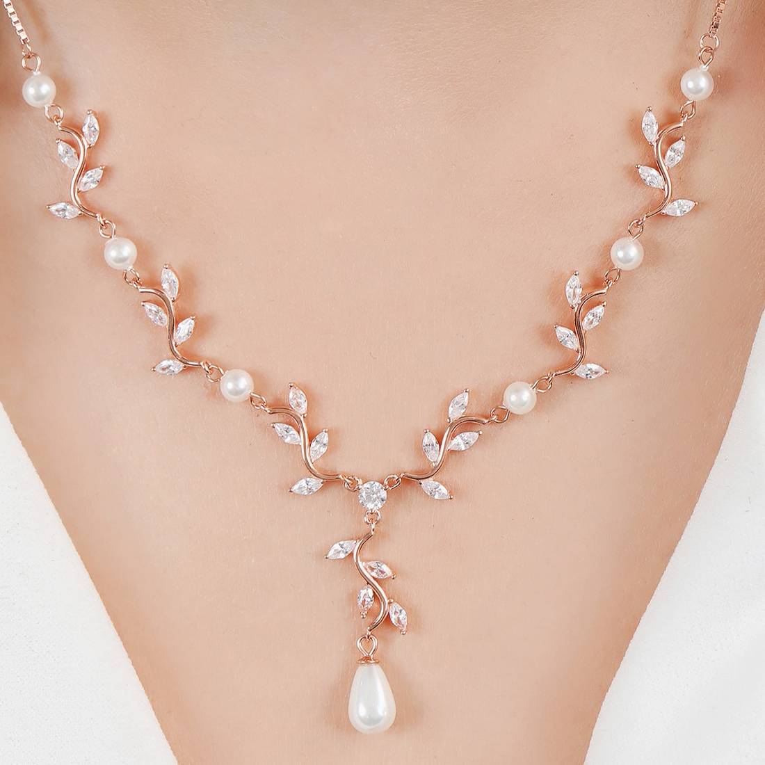 KAMA x Zavya Dazzling Rose Gold-Plated CZ Necklace - Image 7